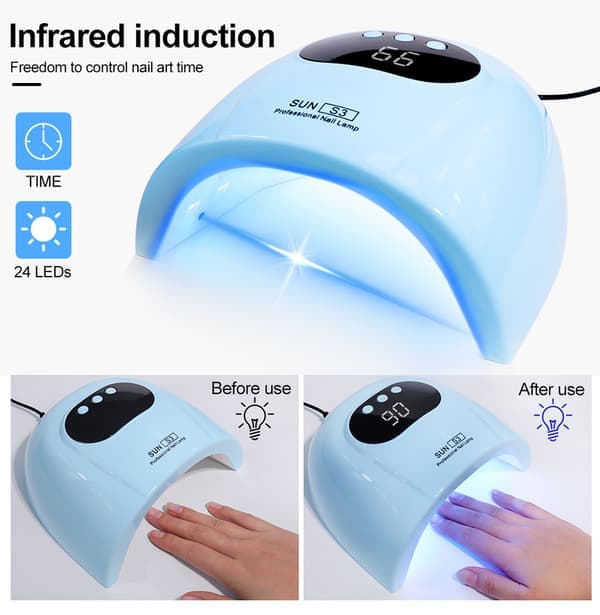 Sun S3 88W 2-i-1 UV LED-lampe til tørring af semi-permanent neglelak og UV-gel blå
