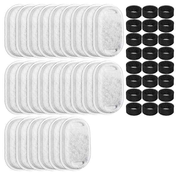 48-pack kattvattenfontänfilter, ersättningsfilter för kattfontän för justerbart vattenflöde husdjur W.pa