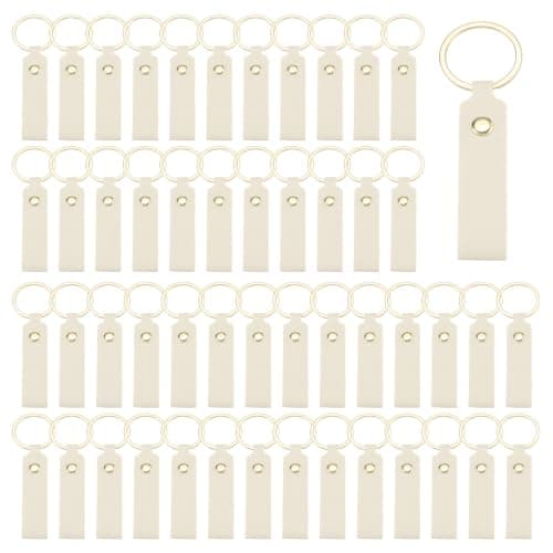 MECCANIXITY 100 stk. PU-læder nøgleringsemner i bulk med nøgle hvid 3,7\"x0,7\" White