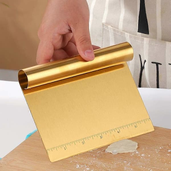 Multifunksjonell melspade i rustfritt stål, kake- og pizzakutter, deigkutter, bakemål, skrape, smørkniv