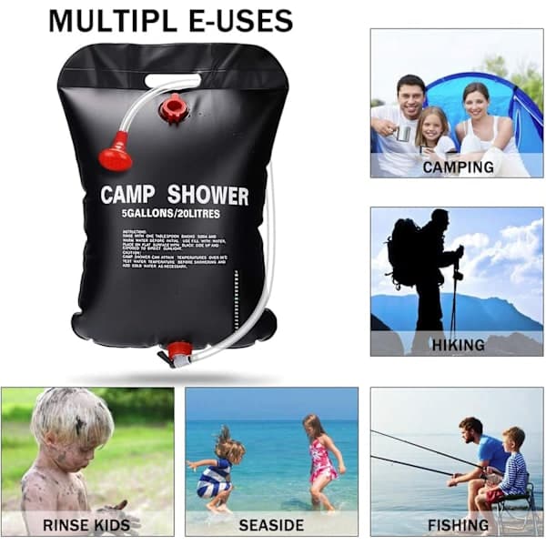 20L Campingduschväska Utomhus Solenergi Bärbar Duschväska