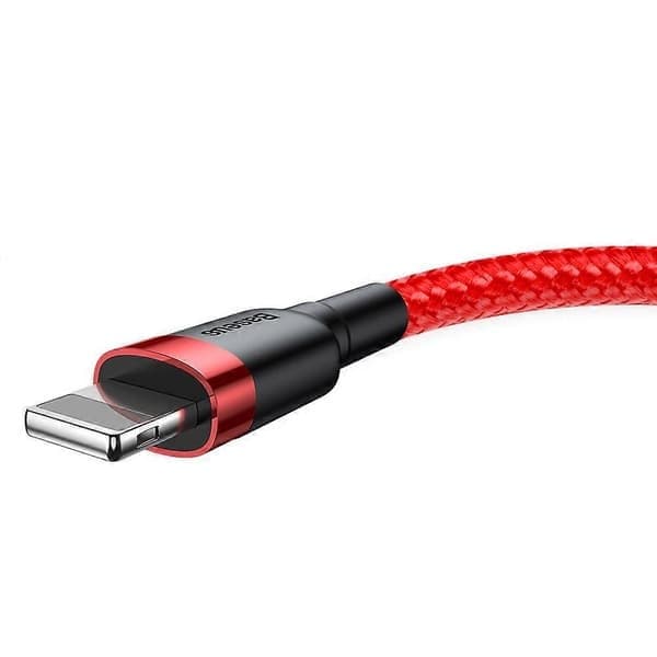 Kestävä nailoninen USB-kaapeli, iPhone Lightning QC3 3m, punainen