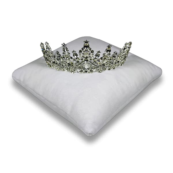 8,5\" Snövit Velour Tiara & Krona Displaykudde