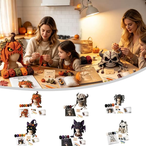 Halloween Monster Hettehatt DIY Heklesett for Nybegynnere, #E #E