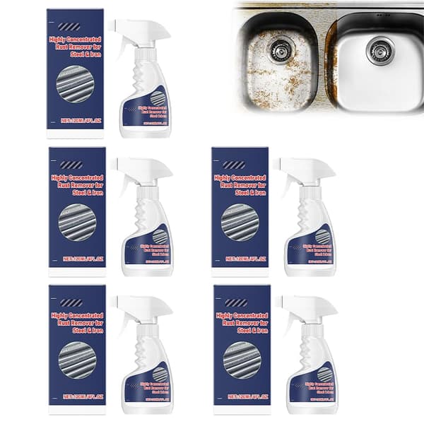 ROVIA 2026 Ny Rustfjerner Spray for Metall, Høykonsentrert Kraftig Rustfjerner for Stål Kobber Rustfritt Stål, Hurtigvirkende Rust 5pcs