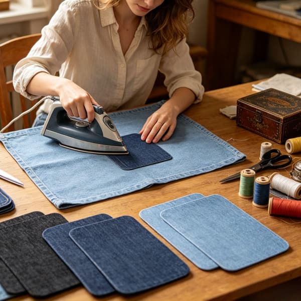 12-pak denimlapper, strygejernslapper til revnede jeans, blandede 3 farver