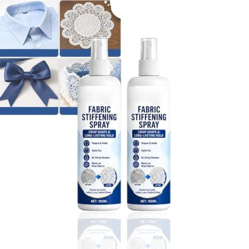 Tekstilforsterkerspray, Stiffy tekstilforsterker, Stivner raskt, Hurtigtørkende, Egnet for blondebrikker, tekstilsløyfer, heklearbeider 2pcs