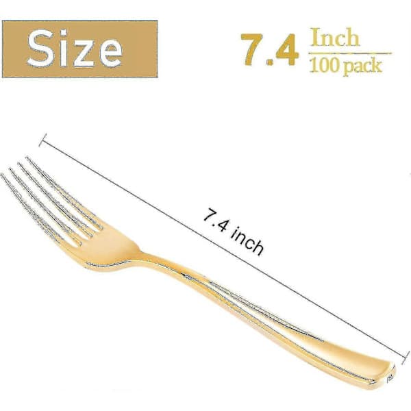 Althee 100-pack Guld Plastgafflar 18,8 cm Engångsbestick Guld