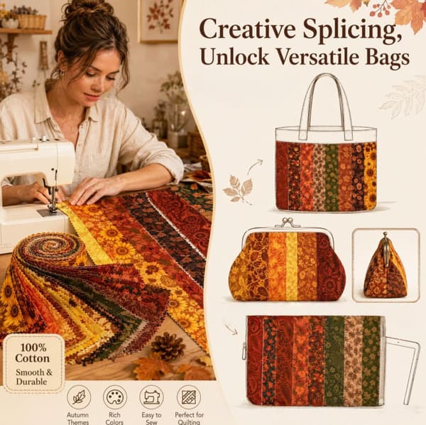 40 stk høstblad Jelly Roll stoffstrimler høstblomstret stoffrull lappeteknikk Red