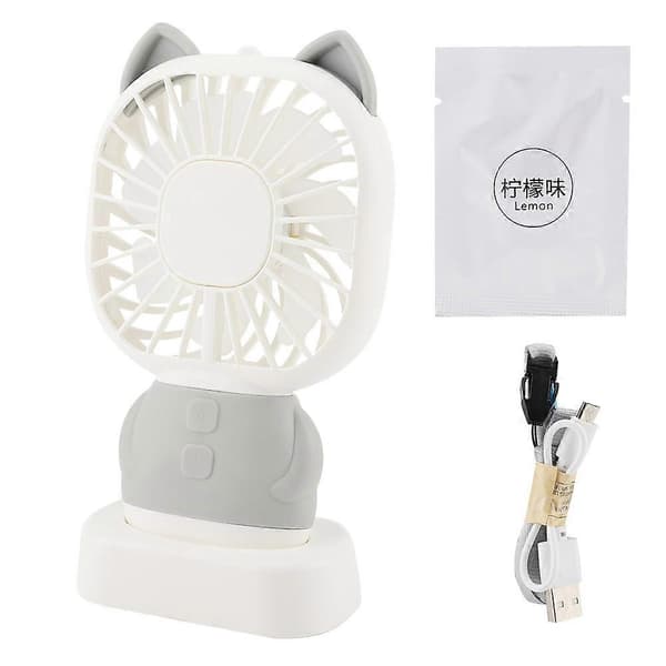 1 stk. Mini håndholdt skrivebordsventilator Aromaterapi Natlampe USB Bærbare kontor køleventilatorer (Grå)