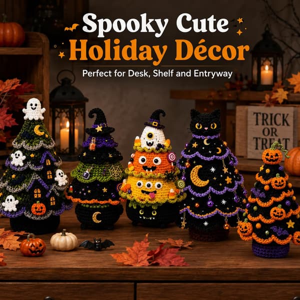 DIY Græskar Jack-O-Lantern Træ Halloween Hæklesæt til Begyndere Pumpkin Jack-O-Lantern Tree