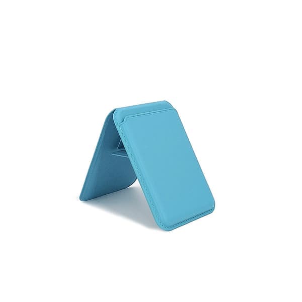 Magnetisk lommebok 2-i-1 Magsafe magnetisk kortholder, sammenleggbart stativ (lys blå) (light blue)