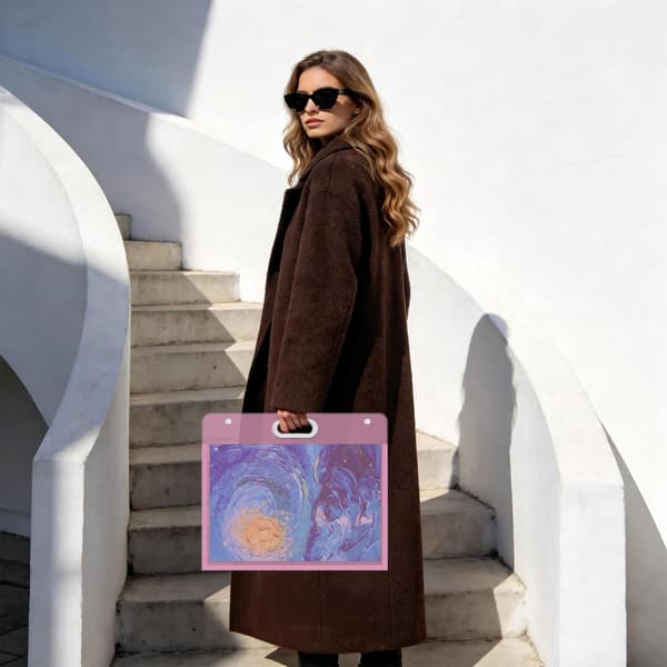 3 størrelser rosa kunstmappe med håndtak 3p A2+a3+a4 Pink