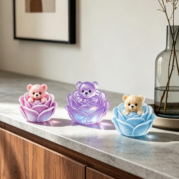 3D Rosebjørn Silikoneform til Resin, Sød Dyre Epoxy Støbeform Bear