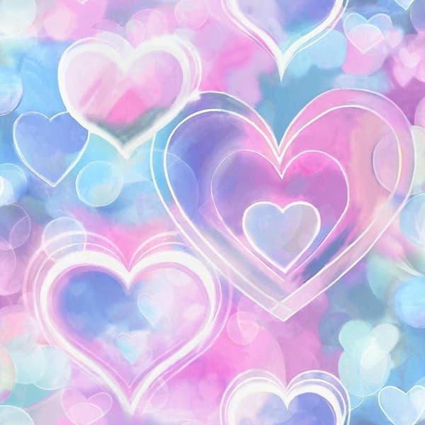 Neon Hjerter Pink Blå Tapet
