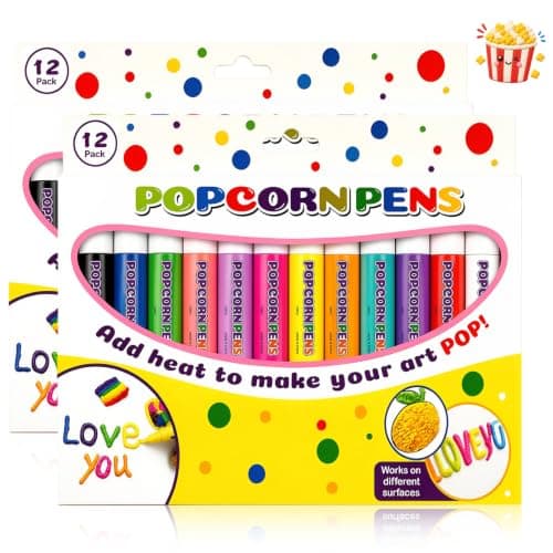 Magic Popcorn Pen, 3D Magic Drawing Pen, Popcornpens Art ((12 väriä, 2 laatikkoa)) (12 Colors,2 Boxes)
