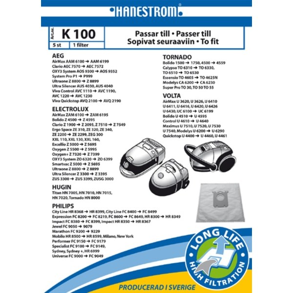 Dammsugarpåsar K100