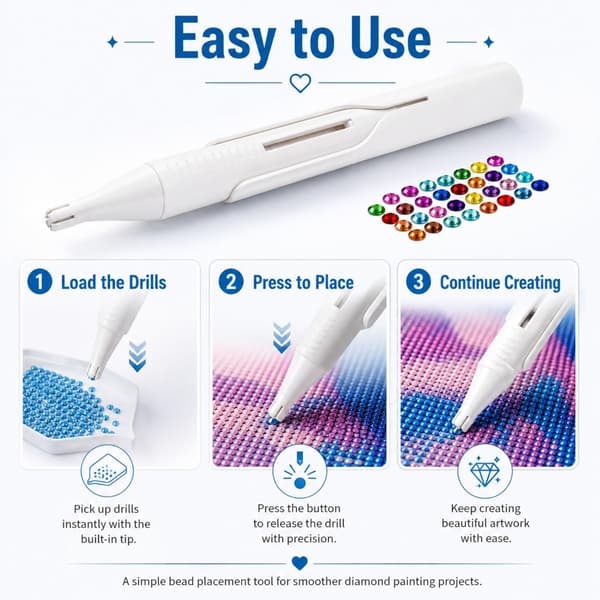 ZevBubzen Diamond Art Pen, Automatisk Diamantmålningspärldispenser (Grå) Grey-Small