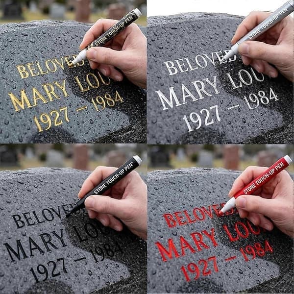 Väderbeständig steninskriptionspenna, målarpenna för utomhusgravstenar, bokstäver, minnesinskriptioner, silver Silver