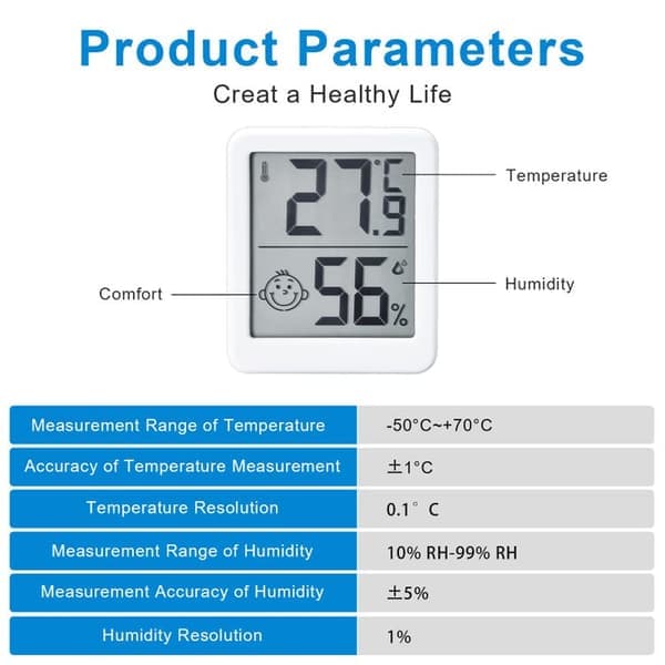 4-pack digital inomhustermometer och hygrometer, hög precision, temperatur- och fuktighetsövervakning