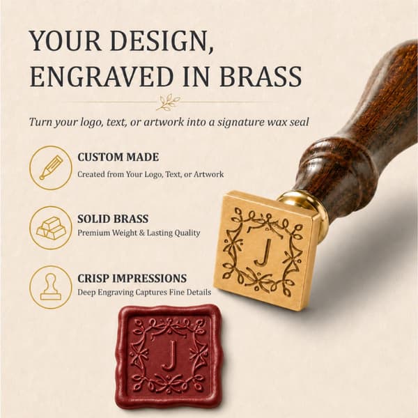 Egendefinert voksseglstempel, DIY konvolutt bryllupsinvitasjon (firkantet form) Square Shape