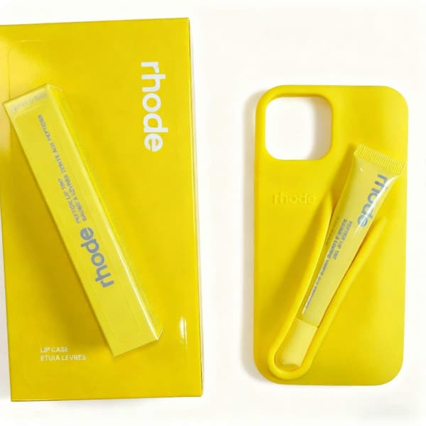 Rhode med læbeglans telefoncover til iPhone 16 15 14 13 12 17 11 Pro Max Plus Lip Yellow Iphone 14 Pro Max