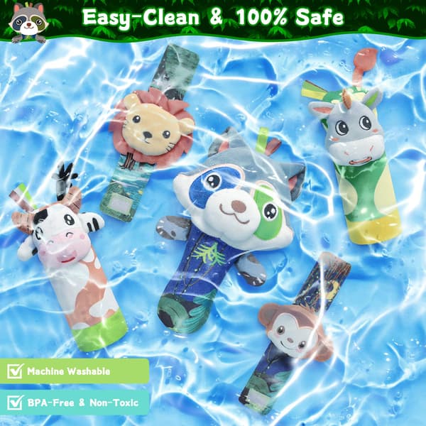 Zendstanding Babyrangle Håndleddssokker Sett for 0-6 Måneder Babyshowergave Jungle Animal