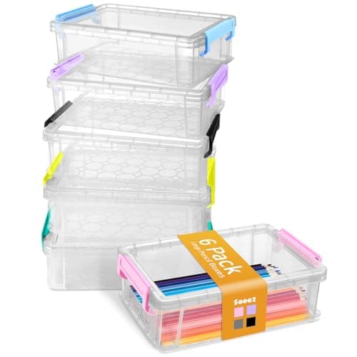 Sooez 6-pack extra stor pennlåda, pennfodral i plast, kritlåda Large Multi