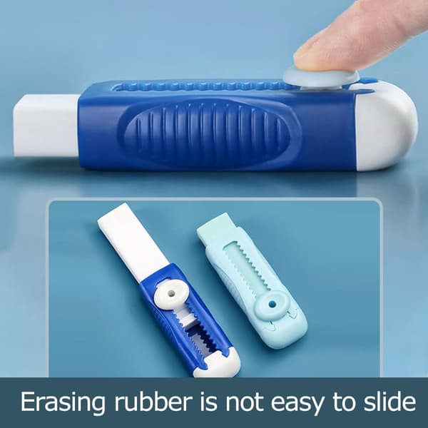 1 st infällbart skjutbart suddgummi med hållare, push-pull pennsuddgummi (BLÅ) Blu
