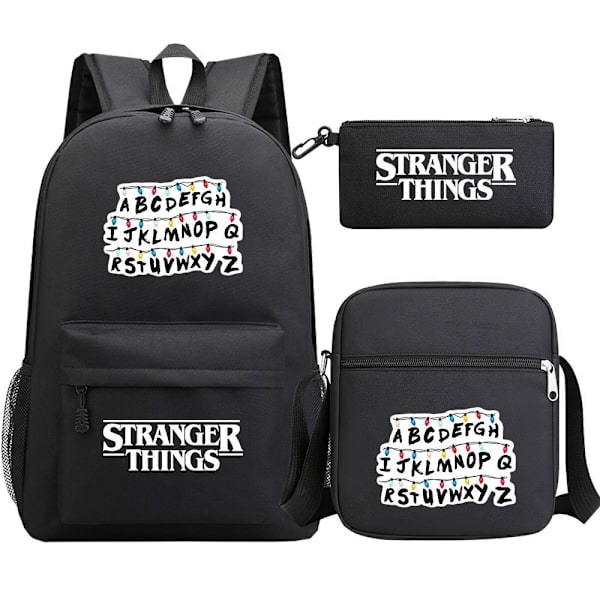 Stranger Things Rygsæk 3-delt Sæt Studenter Skoletaske Lærredstaske 8 8