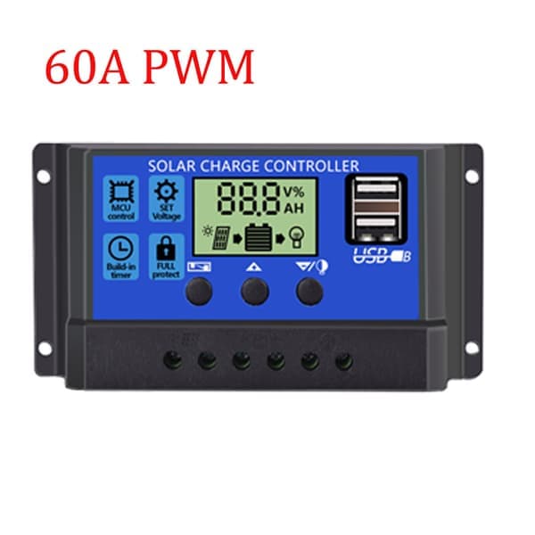 12V - 24V MPPT Solar Oplader Controller Panel Regulator Dobbelt USB Digital LCD
