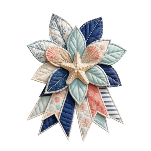 Överdimensionerad Quiltad Dörrrosett DIY Sykit Patchwork Lantlig Tygkrans (Marinblå) Navy Blue