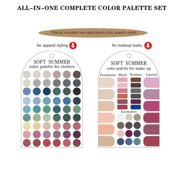 Bløde sommerfarvepalet-tøj til shopping, makeup og outfit-matching