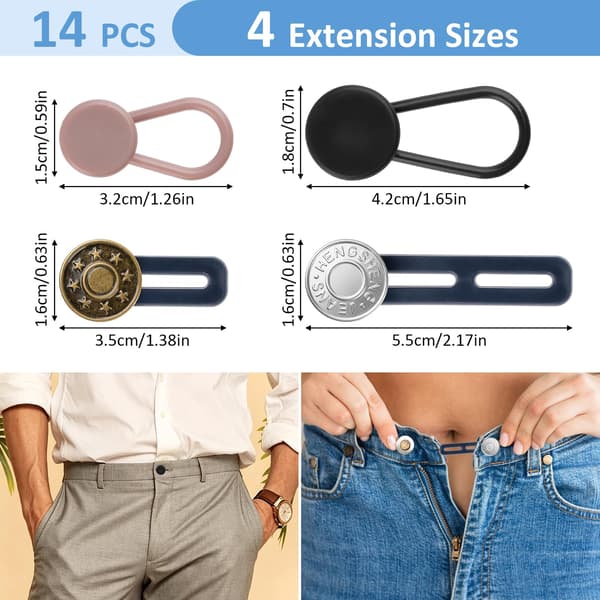 14 st knappförlängare för jeans, knappförlängare för byxor
