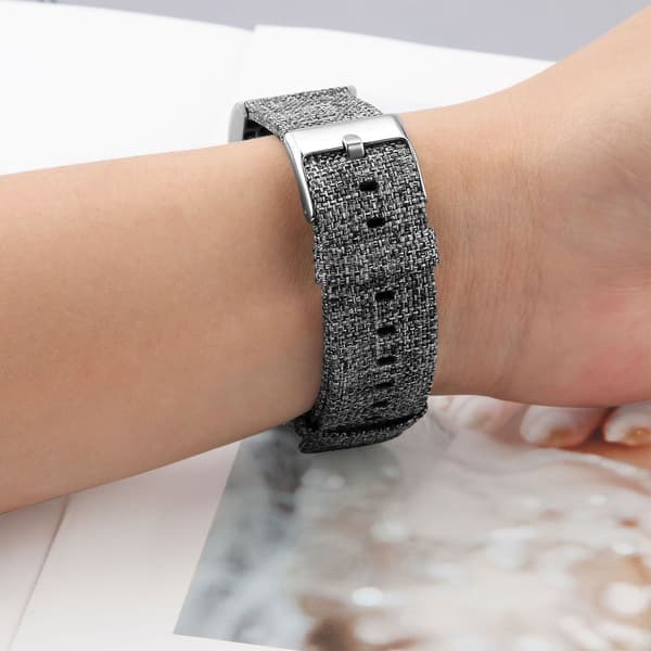 Urrem i lærred, blød, åndbar, vaskbar, moderne urrem, passer til Fitbit Charge2