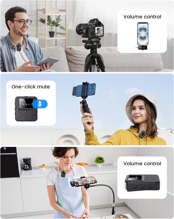 Lavalier-mikrofoni 3-in-1 langaton melunvaimennus Plug and Play iPhonelle, Androidille, kameralle