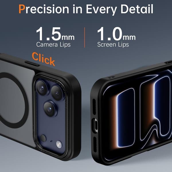 iPhone 17 Pro Max Cover, Magsafe Matteret Cover, Sort black