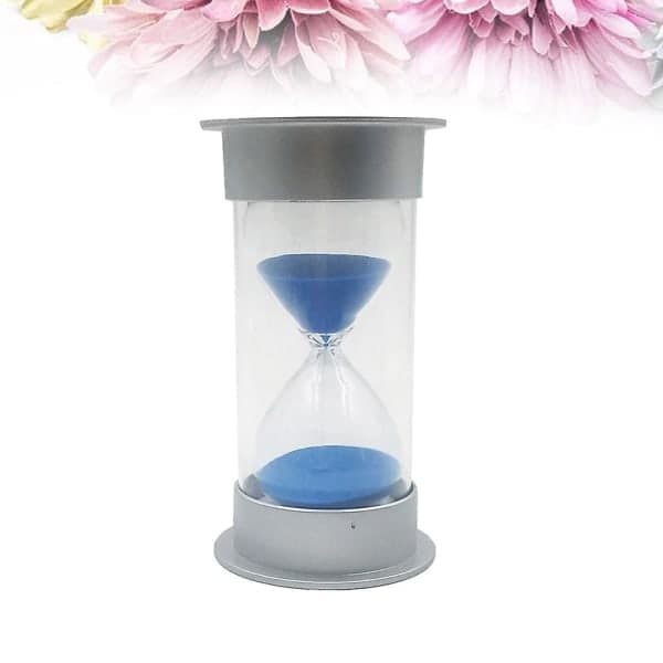 25 minuters timglas timer dekoration liten silver täckt blå sand timglas timer barnlek blå