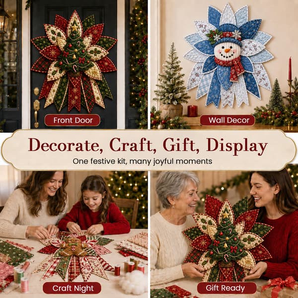 Daily Partner Quilted Christmas Door Hanging DIY Sewing Kit (3PCSA) 3PCSA