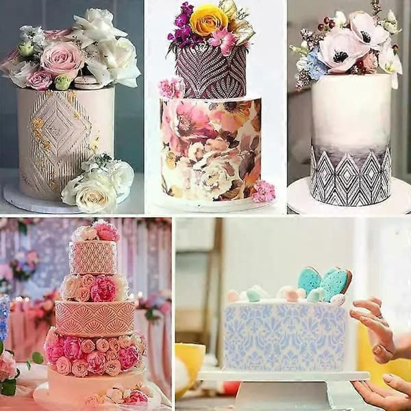 Fondantkage Netstempler Stencils Prægning til Dekorationsværktøjer Plast Sprayform Bryllupskager Chokolade Tegning Maling