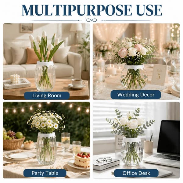 2 stk. silikonnett for blomsterarrangement, gjenbrukbart, passer til 3-4\" vase