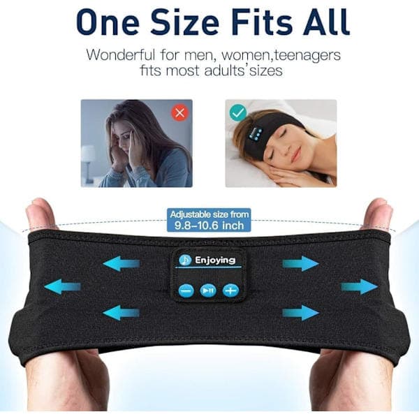 Sovhörlurar Grå, Bluetooth Pannband Ögonmask Hörlurar för Sömn Resa Avkoppling Gåva black