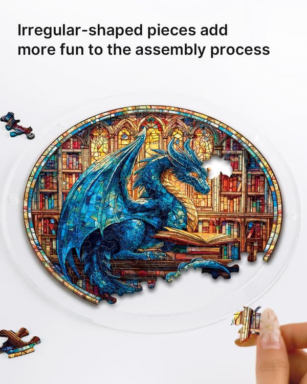 Akryl Solfanger Puslespil, Blå Drage Bibliotek - 7,4 tommer Small Blue Dragon Library