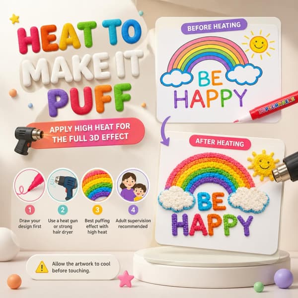 Popcorn-penner, 3D Puffy Art Kit for barn, magiske bobletegnepenner (3 stk) 3PCS