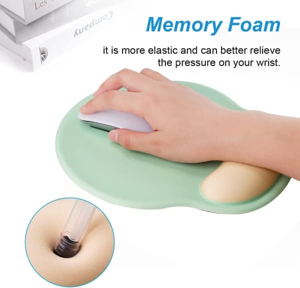 Ergonomisk musemåtte med gel håndledsstøtte (mørkegrøn)