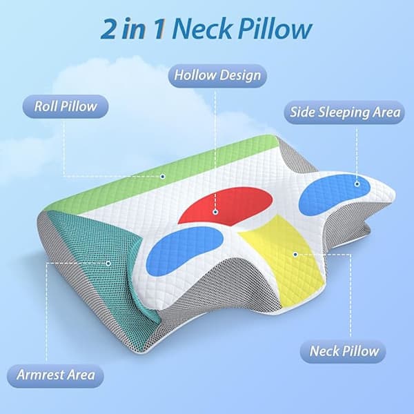 Ortopedisk Kudde / Memory Foam Kudde - Andningsbar & Lindrar Nacksmärta, Passar Alla grå gray