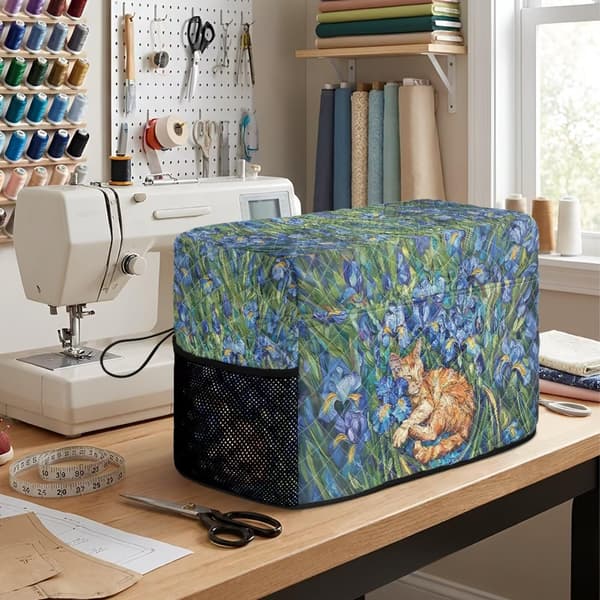 Quiltat symaskinsskydd Iris kattmönster Iris Cat Print