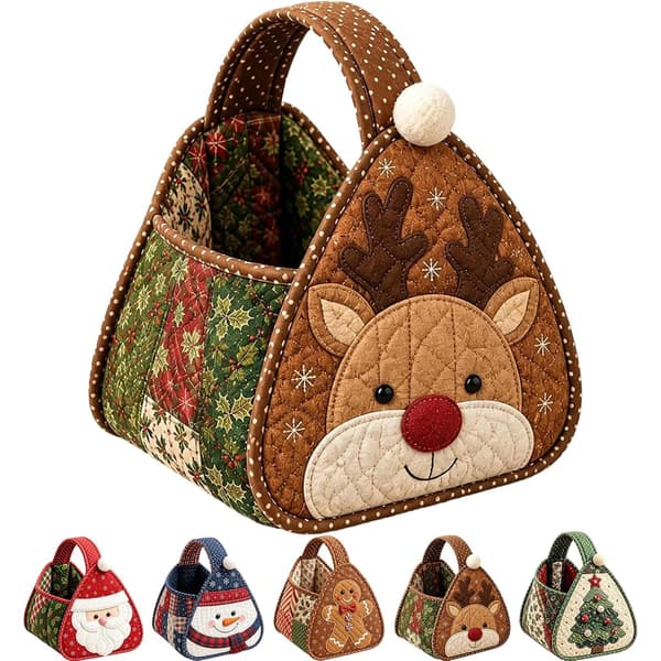 Julkaraktär Quiltad Bärkorg, DIY Tygförvaringskorg Kit (#D) #D