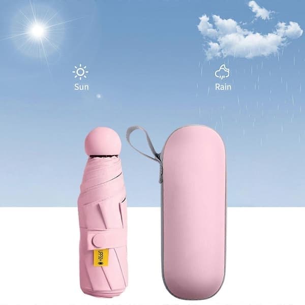 Fällbart paraply, litet paraply, vindtätt paraply, lätt och kompakt paraply, Lingling, rosa Pink