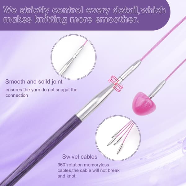 Hobekoee utbytbara rundstickor set Purple